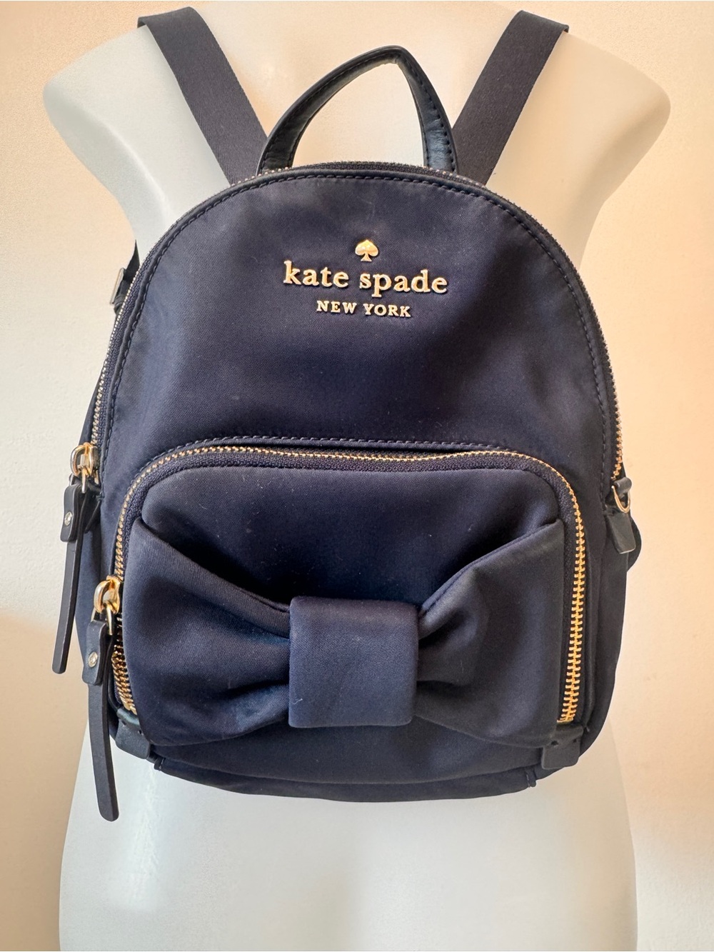 Kate Spade Navy Blue Bow Backpack